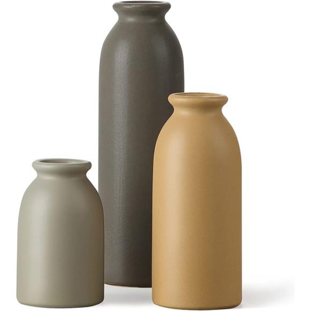 Ceramic Matte Vase for Home Decor, Modern and Minimalist Decorative Vase Set